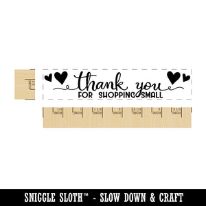 Thank You for Shopping Small Business Hearts Rectangle Rubber Stamp for Stamping Crafting