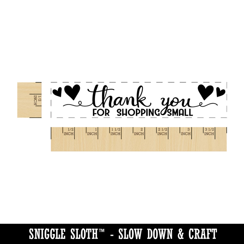 Thank You for Shopping Small Business Hearts Rectangle Rubber Stamp for Stamping Crafting