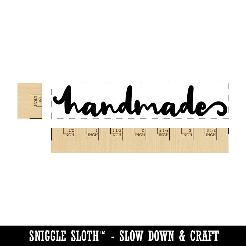 Artsy Inky Lowercase Script Handmade Rectangle Rubber Stamp for Stamping Crafting