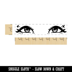 Charming Kawaii Anime Inspired Set of Eyes Rectangle Rubber Stamp for Stamping Crafting