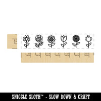 Charming Spring Flowers Border Rectangle Rubber Stamp for Stamping Crafting
