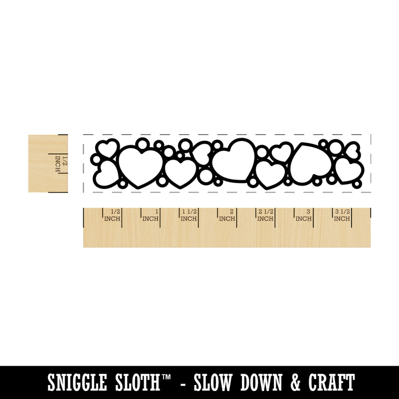 Fun Cute Hearts and Circles for Repeating Border Rectangle Rubber Stamp for Stamping Crafting