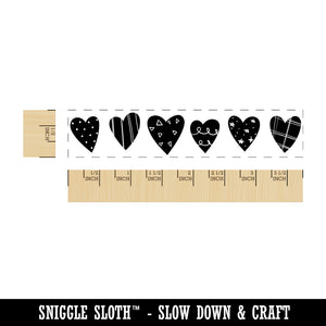 Quirky Adorable Patterned Hearts Border Love Anniversary Stationary Rectangle Rubber Stamp for Stamping Crafting