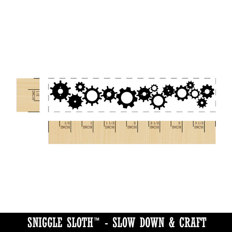 Simple Gears Border Steam Punk Rectangle Rubber Stamp for Stamping Crafting