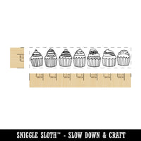 Sweet and Decadent Cupcakes Rectangle Rubber Stamp for Stamping Crafting
