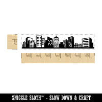 City Skyline Skyscraper Downtown Business Buildings Rectangle Rubber Stamp for Stamping Crafting
