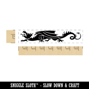 European Style Heraldic Winged Dragon Wyvern Silhouette Rectangle Rubber Stamp for Stamping Crafting