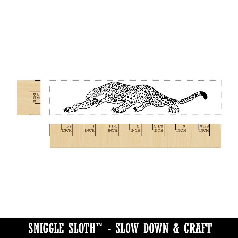 Fierce Jaguar Leopard Jungle Cat Rectangle Rubber Stamp for Stamping Crafting