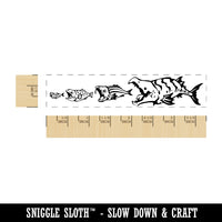 Funny Fish Eating Fish Food Chain Rectangle Rubber Stamp for Stamping Crafting