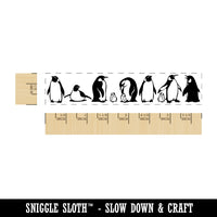 Group of Emperor Penguins Just Chilling Rectangle Rubber Stamp for Stamping Crafting