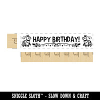 Happy Birthday Banner with Pinatas Rectangle Rubber Stamp for Stamping Crafting