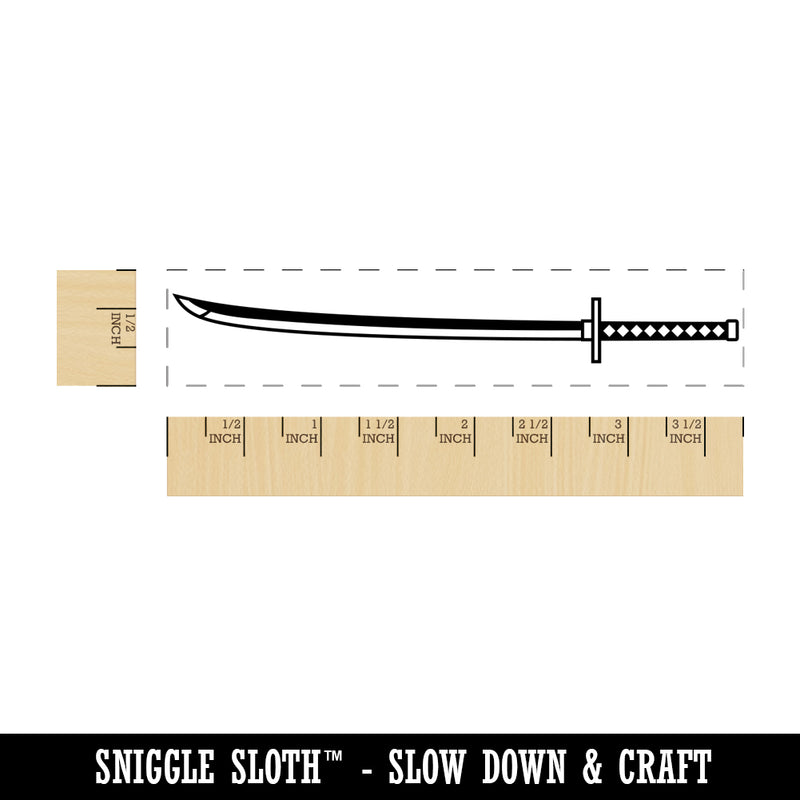 Katana Japanese Samurai Ninja Sword Kodachi Ronin Rectangle Rubber Stamp for Stamping Crafting