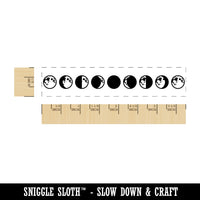 Row of Lunar Moon Phases New Full Waxing Waning Rectangle Rubber Stamp for Stamping Crafting