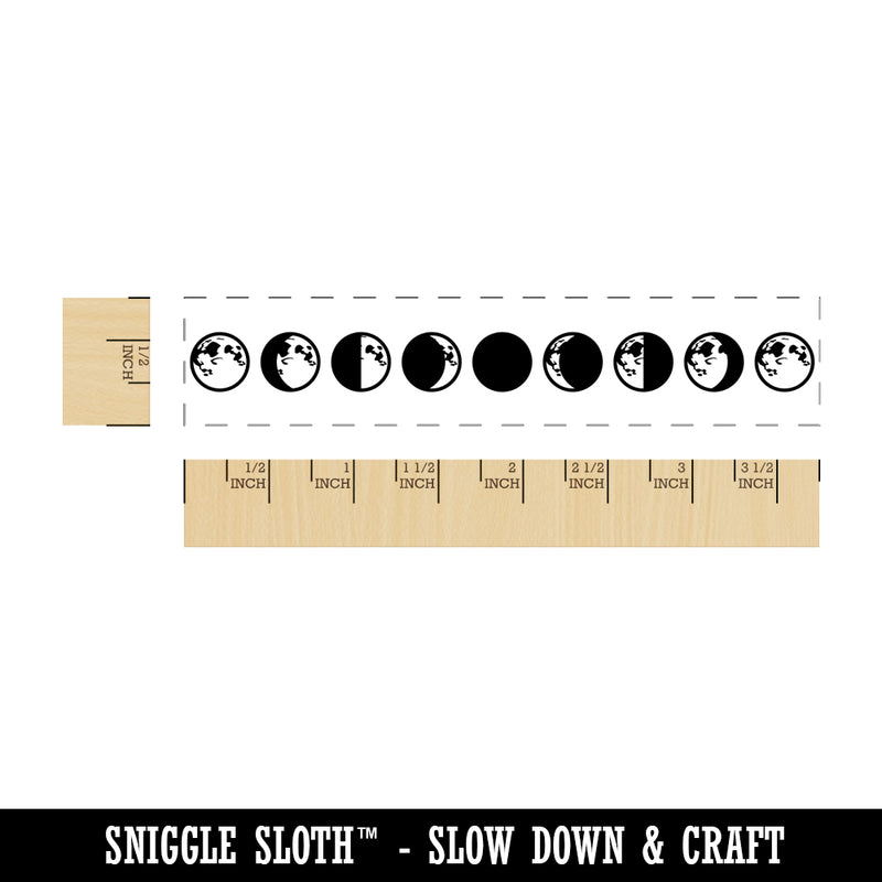 Row of Lunar Moon Phases New Full Waxing Waning Rectangle Rubber Stamp for Stamping Crafting