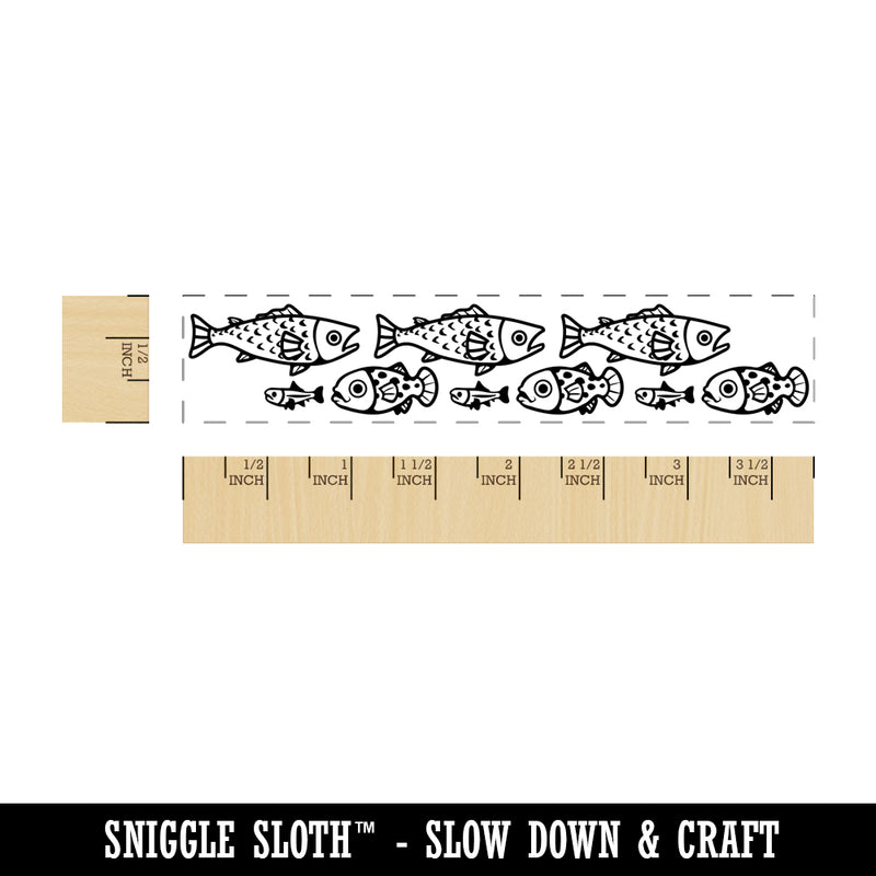 School Shoal of Fish Pattern Rectangle Rubber Stamp for Stamping Crafting