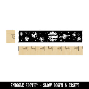 Solar System Planets and Stars Darkness of Space Rectangle Rubber Stamp for Stamping Crafting