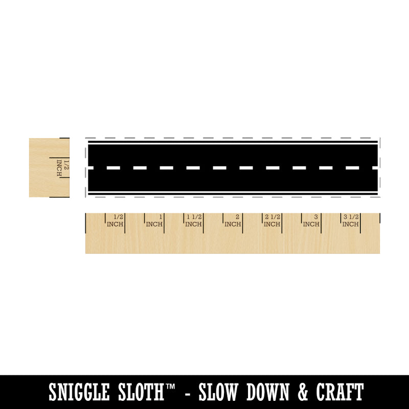 Street Road with Asphalt and Dashed Lines. Rectangle Rubber Stamp for Stamping Crafting