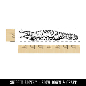 Toothy Nile Crocodile Aquatic Reptile Rectangle Rubber Stamp for Stamping Crafting