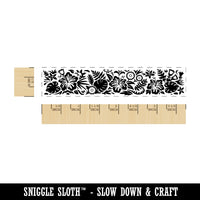 Tropical Hibiscus Monstera Floral Flower Leaves Plants Border Rectangle Rubber Stamp for Stamping Crafting