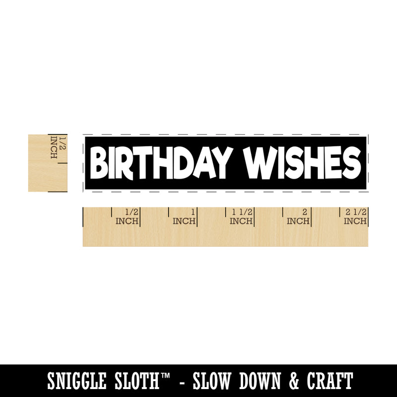 Birthday Wishes Fun Text Rectangle Rubber Stamp for Stamping Crafting
