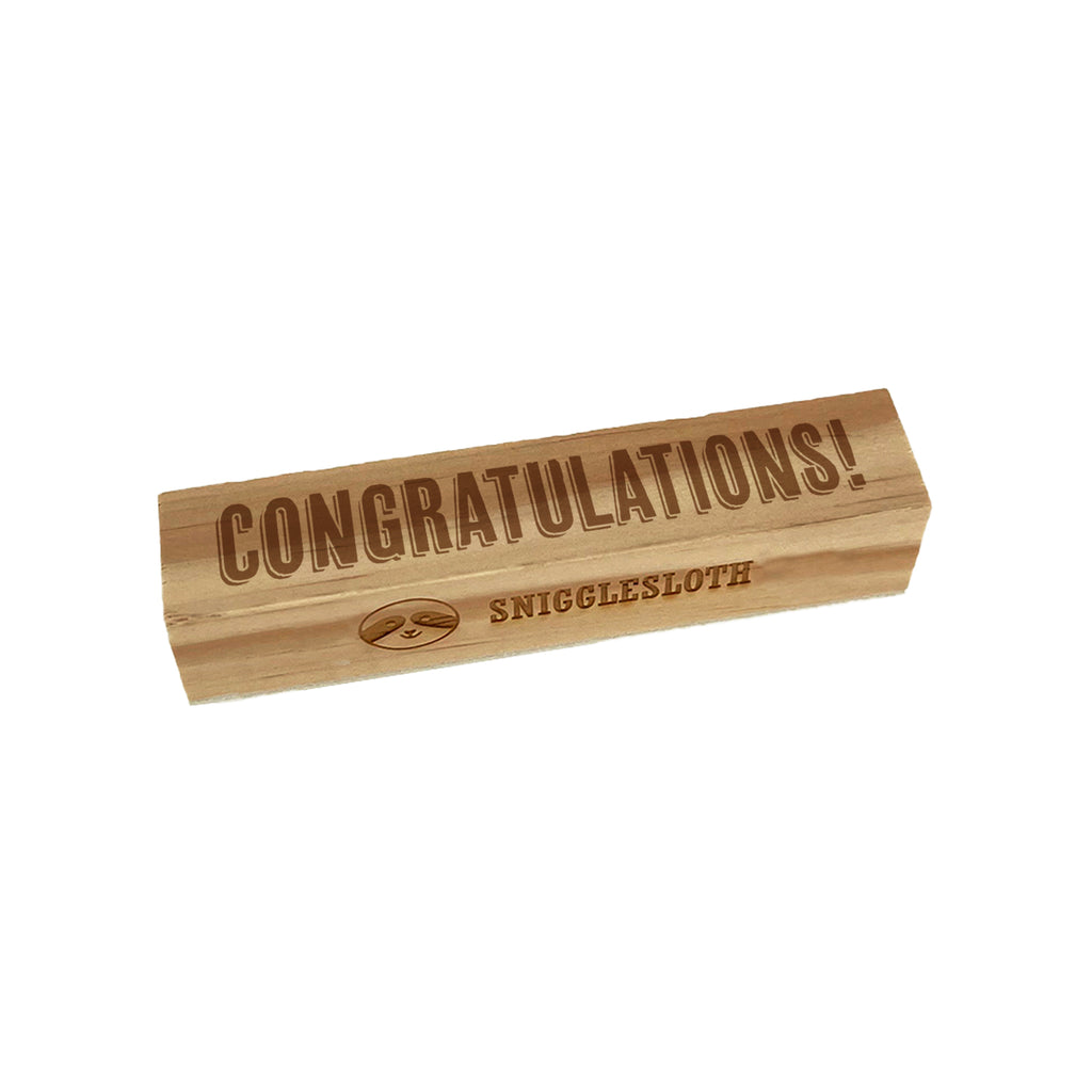 Congratulations Drop Shadow Rectangle Rubber Stamp for Stamping Crafting