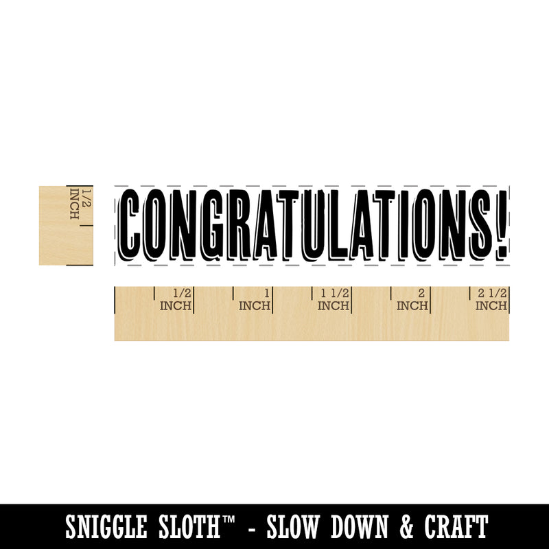 Congratulations Drop Shadow Rectangle Rubber Stamp for Stamping Crafting