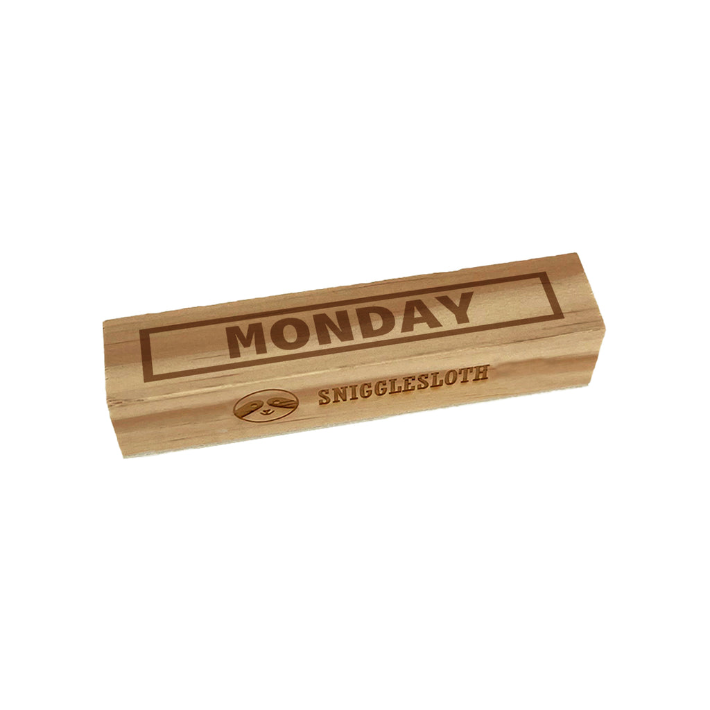 Day of Week Monday Bold Line Border Rectangle Rubber Stamp for Stamping Crafting
