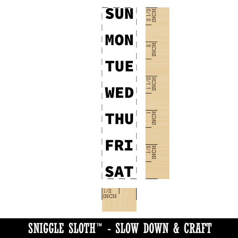 Days of the Week Sunday Start List Bullets Vertical Rectangle Rubber Stamp for Stamping Crafting