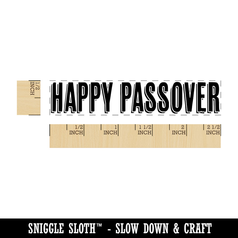 Happy Passover Drop Shadow Rectangle Rubber Stamp for Stamping Crafting