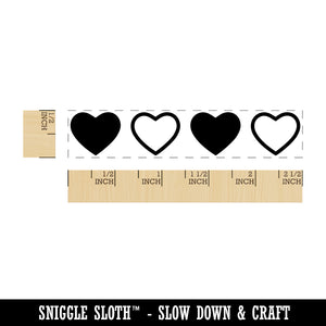 Heart Solid and Outline Border Rectangle Rubber Stamp for Stamping Crafting