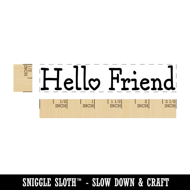 Hello Friend Quirky with Heart Love Rectangle Rubber Stamp for Stamping Crafting