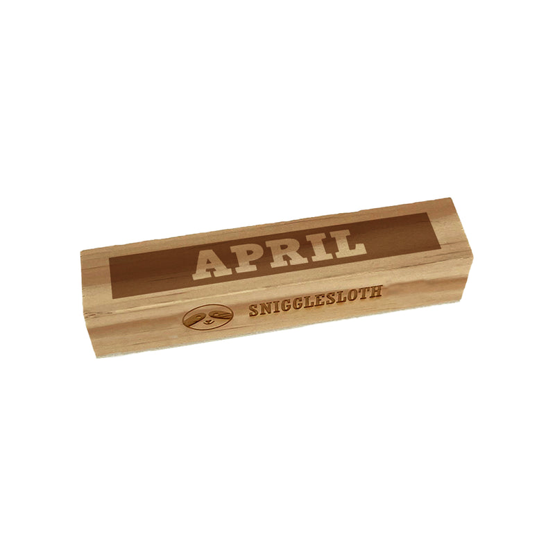 Month April Bold Rectangle Rubber Stamp for Stamping Crafting