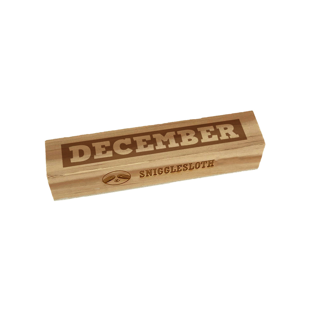 Month December Bold Rectangle Rubber Stamp for Stamping Crafting