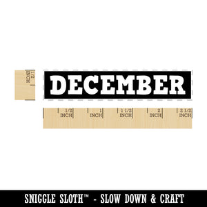 Month December Bold Rectangle Rubber Stamp for Stamping Crafting