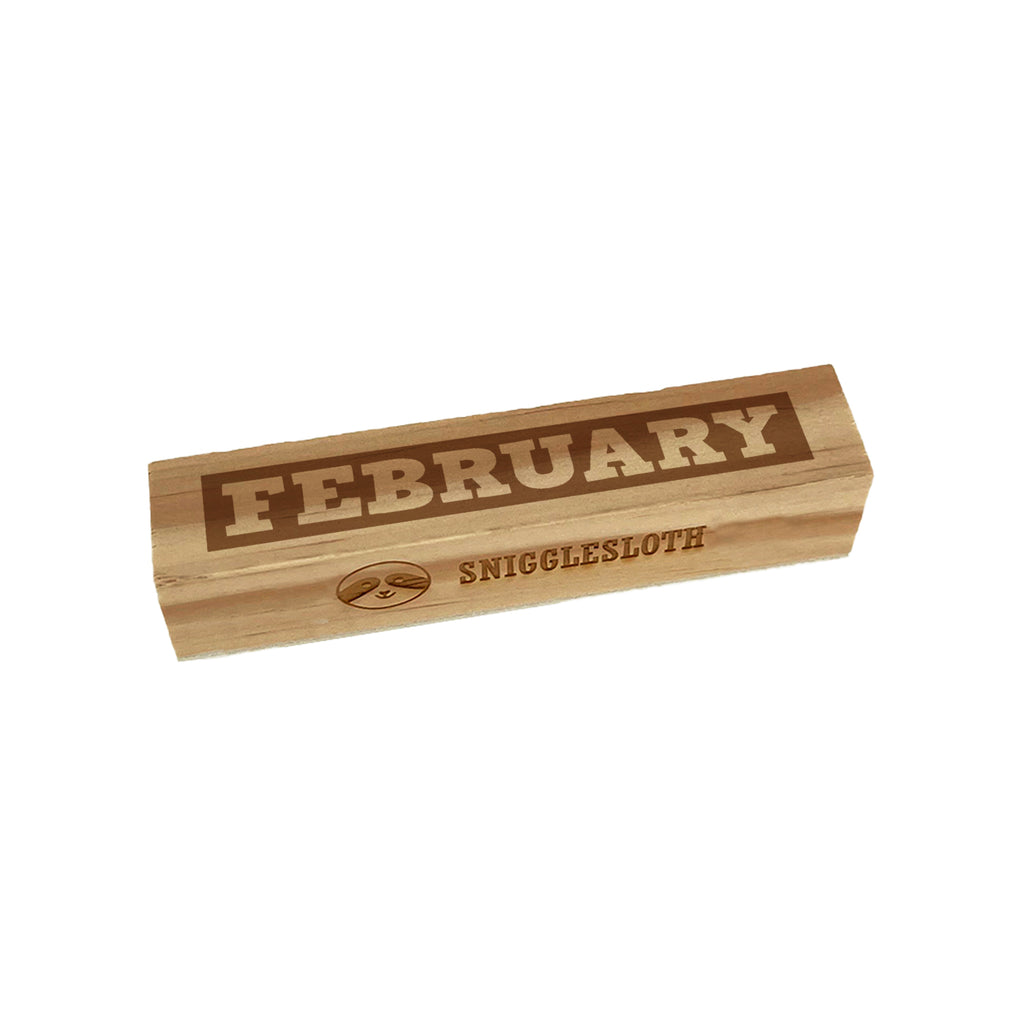Month February Bold Rectangle Rubber Stamp for Stamping Crafting
