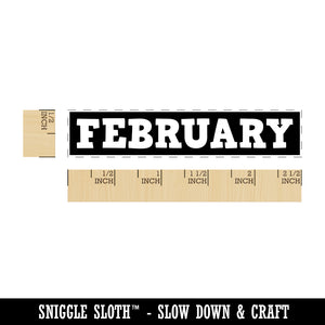Month February Bold Rectangle Rubber Stamp for Stamping Crafting