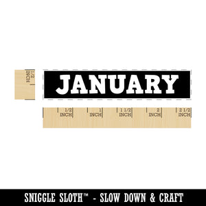 Month January Bold Rectangle Rubber Stamp for Stamping Crafting