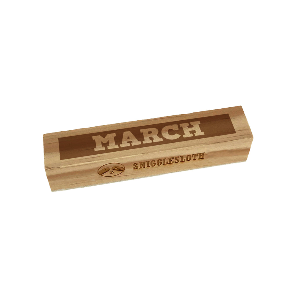 Month March Bold Rectangle Rubber Stamp for Stamping Crafting