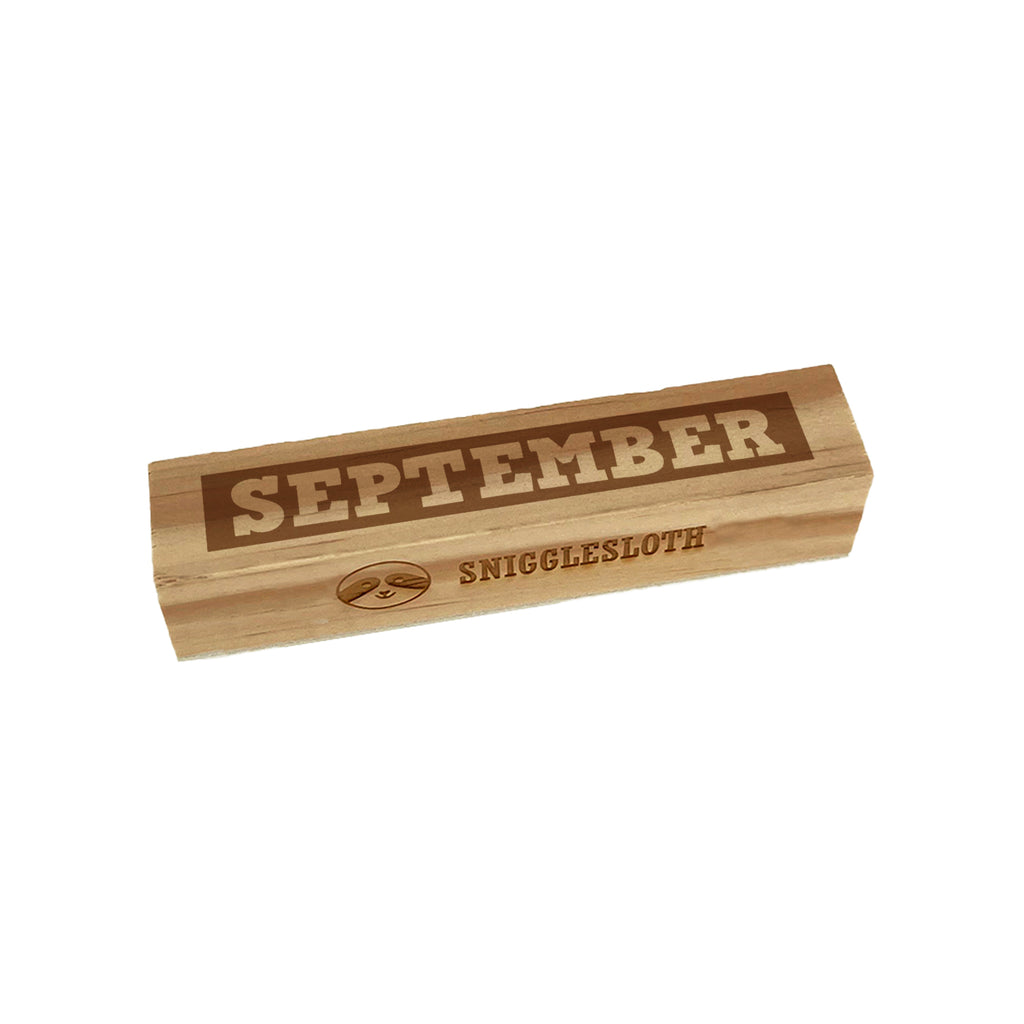 Month September Bold Rectangle Rubber Stamp for Stamping Crafting