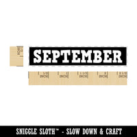 Month September Bold Rectangle Rubber Stamp for Stamping Crafting