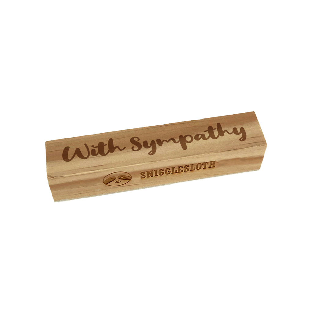 With Sympathy Cursive Script Rectangle Rubber Stamp for Stamping Crafting