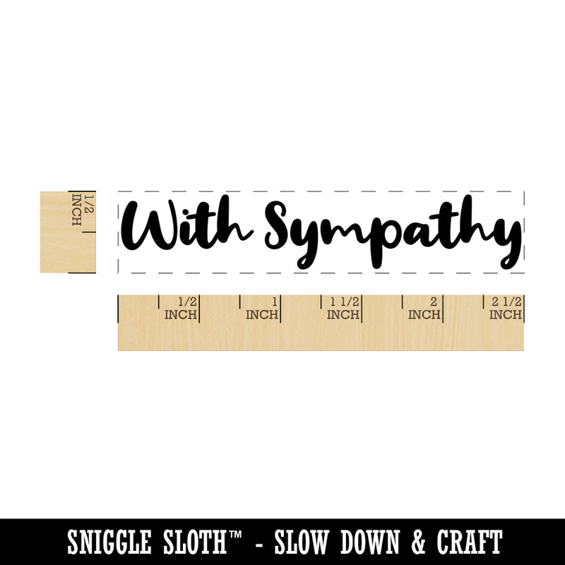 With Sympathy Cursive Script Rectangle Rubber Stamp for Stamping Crafting