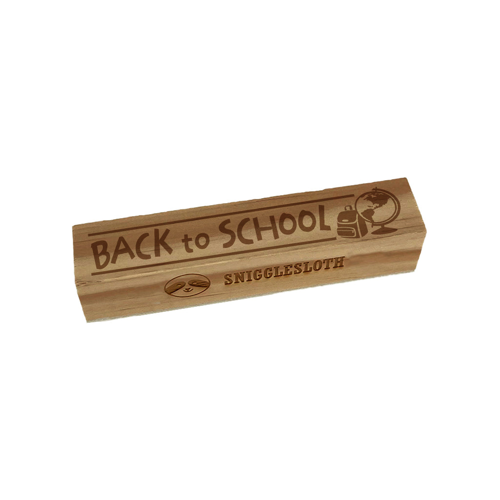 Back to School Globe and Backpack Rectangle Rubber Stamp for Stamping Crafting