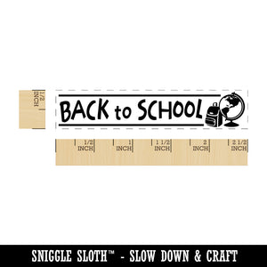 Back to School Globe and Backpack Rectangle Rubber Stamp for Stamping Crafting