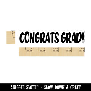 Congrats Grad Graduate Graduation Rectangle Rubber Stamp for Stamping Crafting