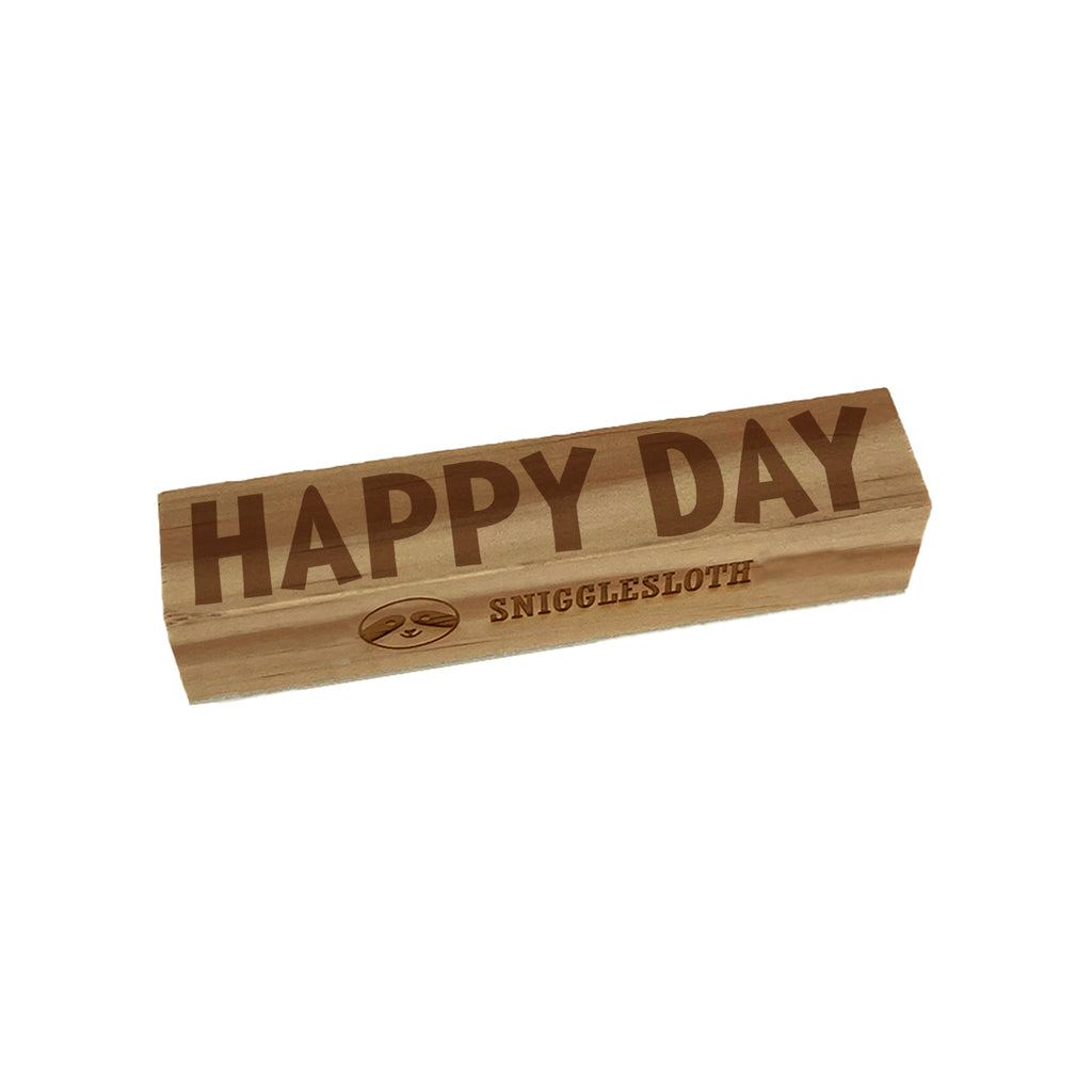 Happy Day Fun Text Rectangle Rubber Stamp for Stamping Crafting