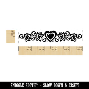Heart Love Floral Border Rectangle Rubber Stamp for Stamping Crafting