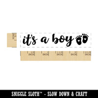 It's a Boy Baby Feet Shower Rectangle Rubber Stamp for Stamping Crafting