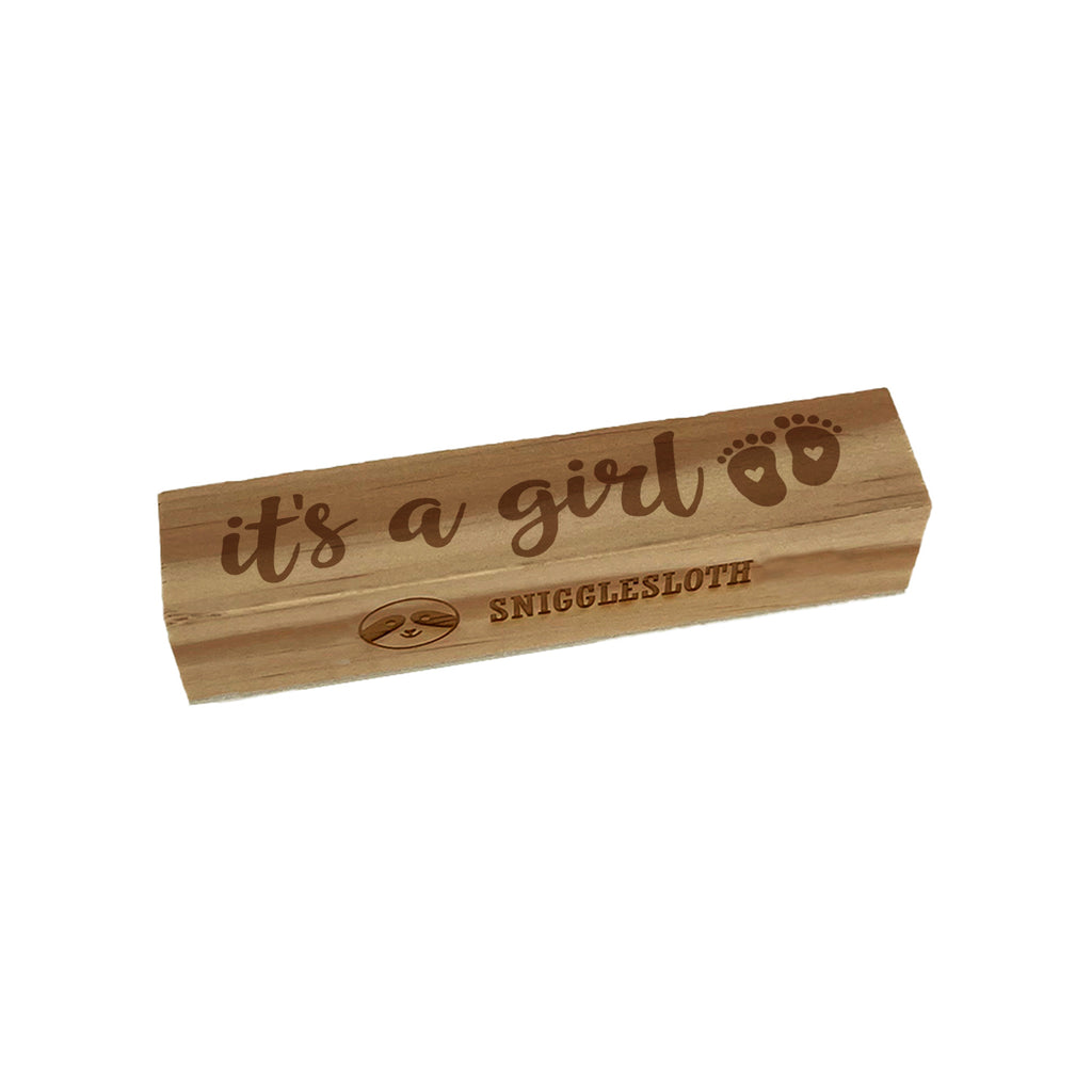 It's a Girl Baby Feet Shower Rectangle Rubber Stamp for Stamping Crafting