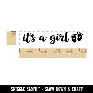 It's a Girl Baby Feet Shower Rectangle Rubber Stamp for Stamping Crafting